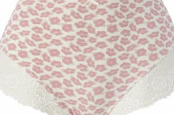 Bhs Womens Pink Animal Print Lace Full Brief, lemon