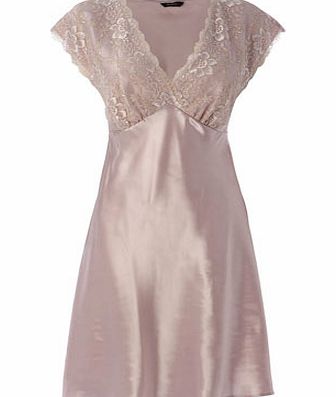 Womens Pink Champagne Plain Short Chemise, pink