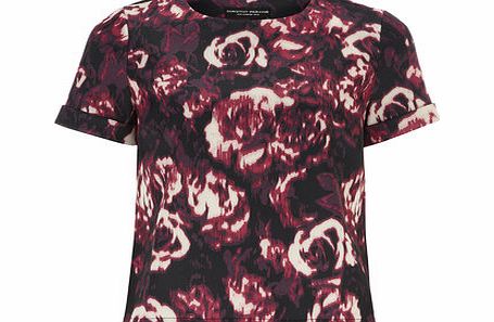 Bhs Womens Pink Floral Scuba Top, pink 19125180528