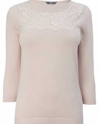 Bhs Womens Pink Lace Jumper, ivory/pink 586815725