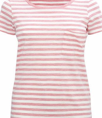 Bhs Womens Pink/white Short Sleeve Stripe Tee, pink