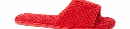 Bhs Womens Red Bobble Textile One Band Slippers, red