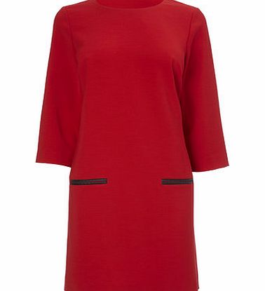 Bhs Womens Red Double Crepe PU Pocket Tunic, red