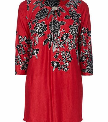 Bhs Womens Red Foil Print Tunic, red 9022513874