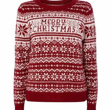 Bhs Womens Red Merry Christmas Jumper, red 587010007