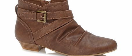 Bhs Womens Tan Low Lift Western Ankle Boot, tan