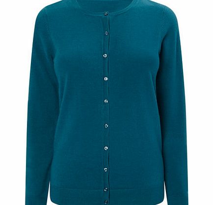 Bhs Womens Teal Supersoft Crew Cardigan, teal
