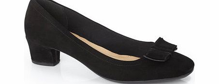 Womens TLC Black Leather Block Heel Court Shoes,