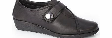 Bhs Womens TLC Black Leather Button Casual Shoes,