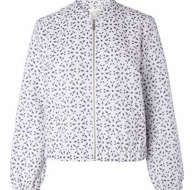 Bhs Womens White/Blue Broderie Jacket, white