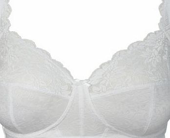 Bhs Womens White Jacquard and Lace Total Support