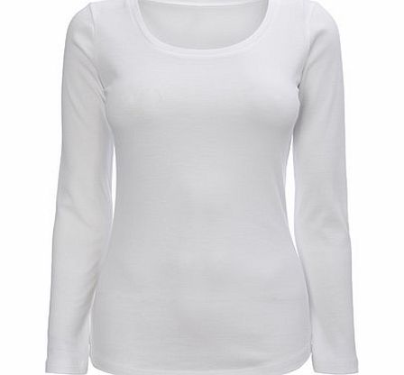 Bhs Womens White Long Sleeve Scoop Neck Top, white