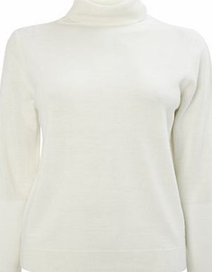 Bhs Womens White Supersoft Roll Neck Jumper, white