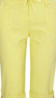 Bhs Womens Yellow Petite Cotton Crop Trouser, pale