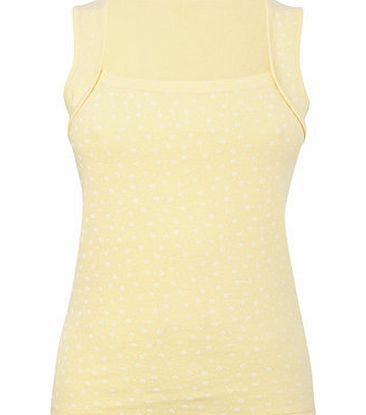 Bhs Yellow All Over Print Square Neck Vest, yellow