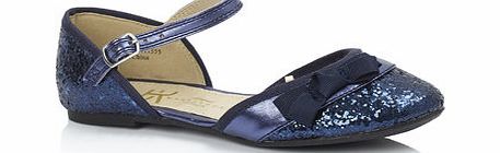 Bhs Younger Girls Navy Bow Shoes, navy 1115550249