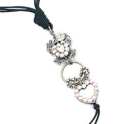 Bibi Circle and Heart Drop Necklace