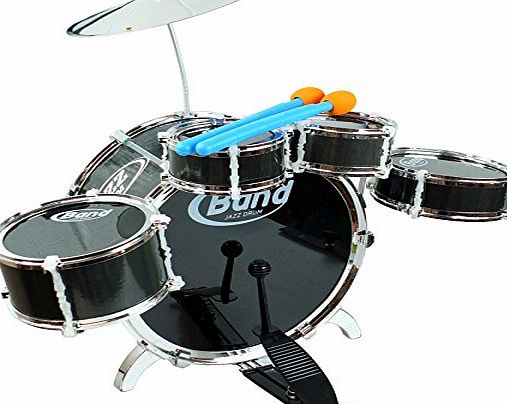 Bid Buy Direct 6-Piece Black Junior Drum Set with Crash Cymbal amp; 2 Drumsticks - Easy to Assemble Kit - Perfect Gift for Rockstar Beginners