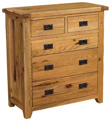 OAK CHEST OF DRAWERS 2 OVER 3