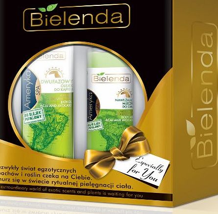 Bielenda AMERICA SPA GIFT SET: Anti-Ageing amp; Moisturizing Double-Phase Acai Berry and Avocado Bath amp; 