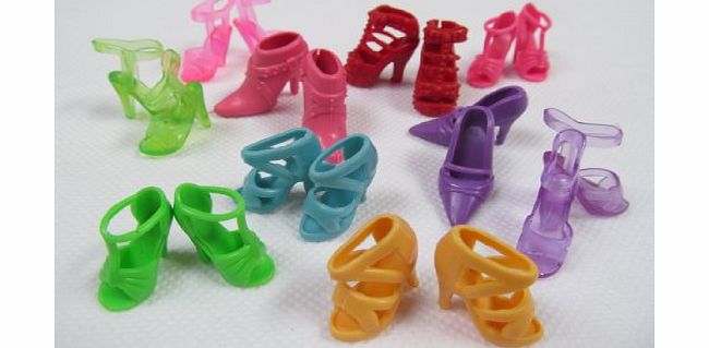 Big Bargain 11 Pair Of Barbie Doll High Heel Boot Ankle Strap Shoes Sandal Accesories