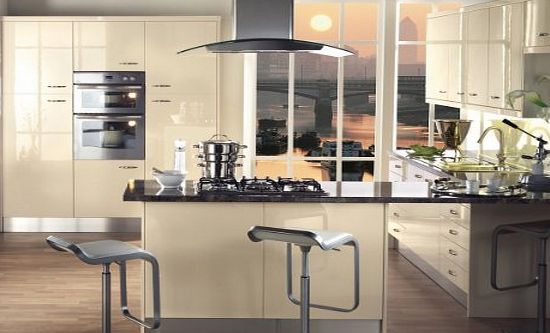Big Home Shop Fitted Kitchen Furniture Starter Pack LKITB: Treviso Gloss Cream Kitchen Unit Set