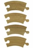 Wooden Train Railway System - Spare Short Curved Track x 4 (Compatible with leading wooden rail systems) - Wooden Toy