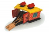 Wooden Train Railway System - Triple Engine Shed (Compatible with leading wooden rail systems) - Wooden Toy
