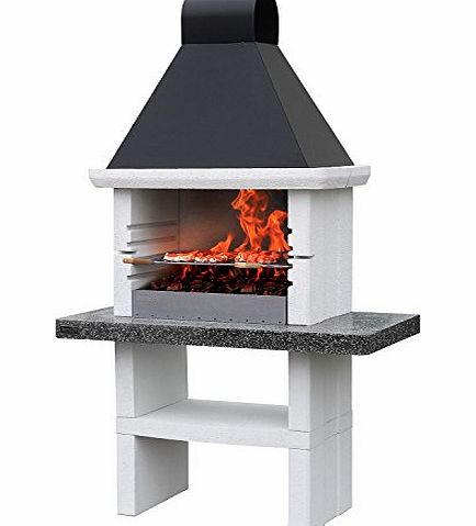 Chicago Crystal White Masonry Barbecue - Wood/ Charcoal - Crystal Worktop - White Barbecue - Garden Barbecue - Charcoal bbq