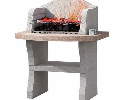 Big K Lagos Masonry Stone Barbecue BBQ - 1 Grill - BBQ with Worktop - White Barbecue - Garden Barbecue - Charcoal bbq