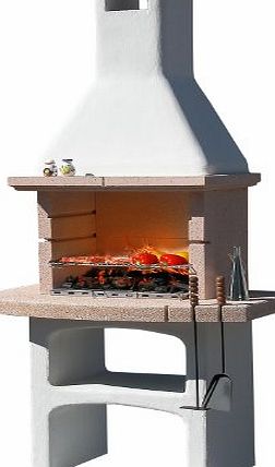 Touareg Masonry Barbecue - Tall White Stone bbq - Coloured Hearth - Outdoor Stone Cooker - Masonry Barbecue - Garden Barbecue - Wood, Charcoal bbq