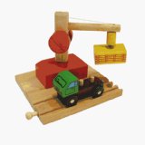 Bigjigs Toys Ltd Wooden Train Track Accessories - Working Crane and Lorry (compatible with other leading brands) - Bi