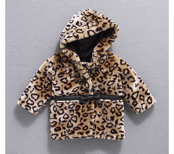 Baby Girls Leopard Print Faux Fur Coat
