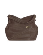 Dark Brown Soft Leather Oversized Hobo Bag