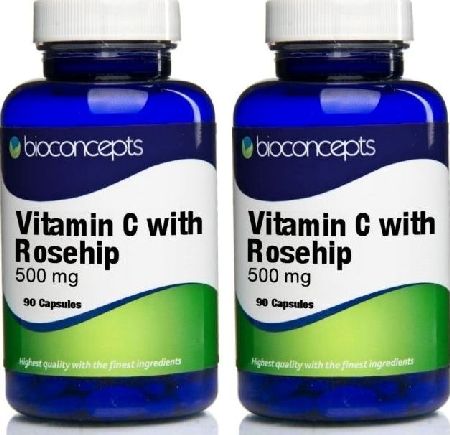 Bioconcepts, 2102[^]0070216 Vitamin C with Rosehip Tablets 500mg - 180 Tablets