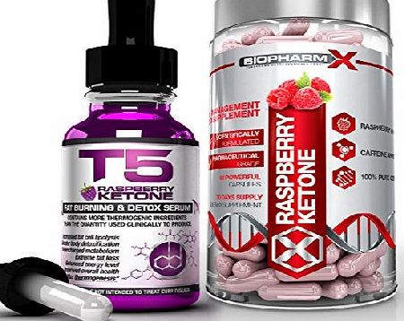 Biopharm-X Raspberry Ketone Diet Pills (60caps)   T5 Raspberry Ketones Serum (30ml) Strongest Legal Slimming / Weight Loss / Detox (1 Month Course)