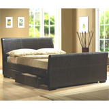 135cm Peru Double Bed Frame in Faux Leather with 4 Drawers