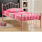 90cm Sophia Single Metal Bed Frame in Pink