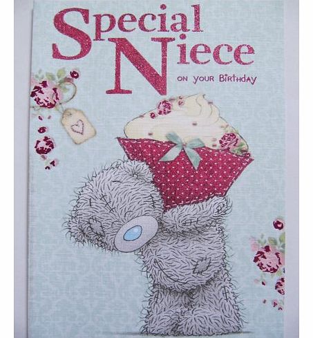 ME TO YOU TATTY TED GLITTERED CUP CAKE SPECIAL NIECE BIRTHDAY GREETING CARD