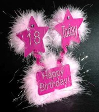 birthday Table Sign: 18 Today Pink Feather