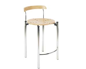 Bistro medium stool with wooden seat