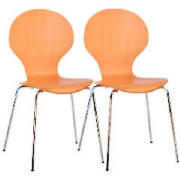 Pair of stacking chairs, Beech veneer