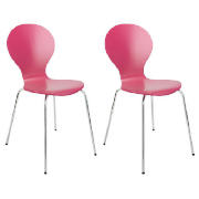 Bistro Pair of Stacking Chairs, Pink