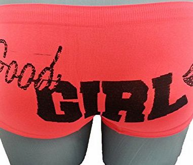 Bixtra New Women Ladies Girls GOOD GIRL Underwear Hot Pants Brief Boxer Shorts (Small- Medium, Orange)