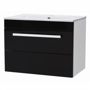 Black 600mm Wall Mounted Basin and Cabinet