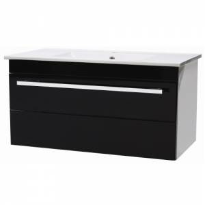 Black 800mm Wall Mounted Basin and Cabinet