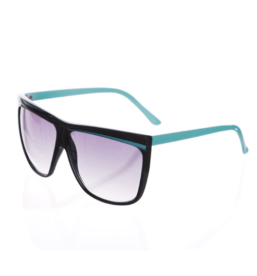 Black And Blue Oversized Wayfarer Sunglasses
