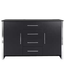 Black and Chrome 2 Door 4 Drawer Sideboard