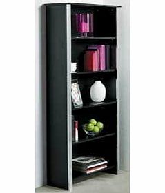Black and Chrome Modern Tall Bookcase with 5 Shelves
