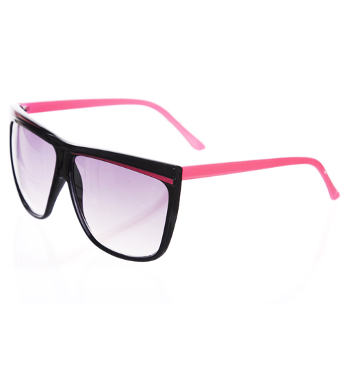 Black And Pink Oversized Wayfarer Sunglasses